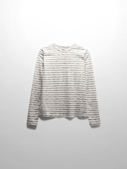 Multi Striped Ribbed Crew-Space Dye Olive