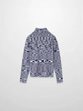 Abstract Stripe Knit Turtleneck-Navy
