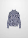 Abstract Stripe Knit Turtleneck-Navy