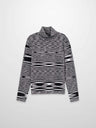 Abstract Stripe Knit Turtleneck-Black