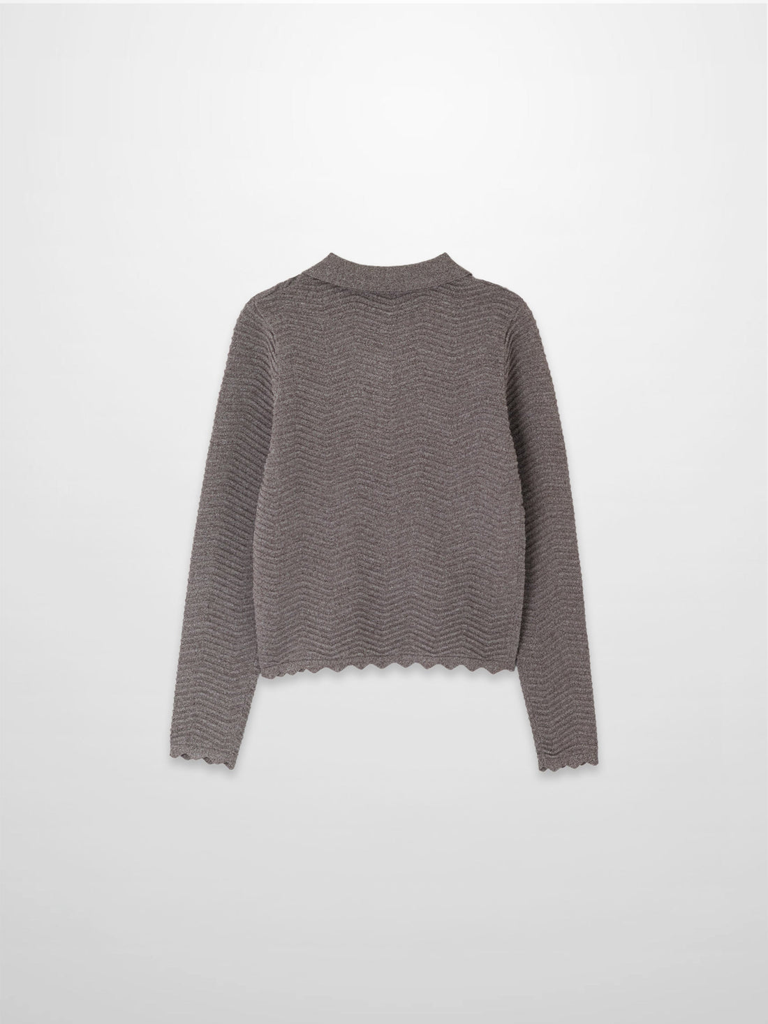 Wave Knit Cardigan-Heathered Brown