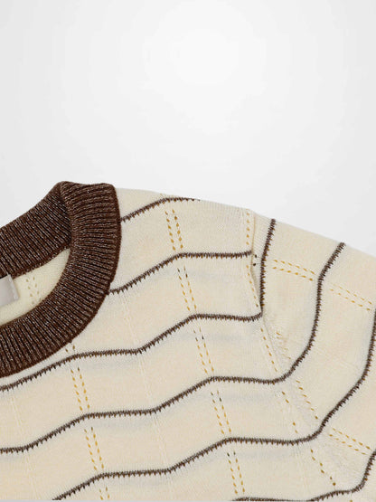 Lurex Striped Sweater-Cream/Brown