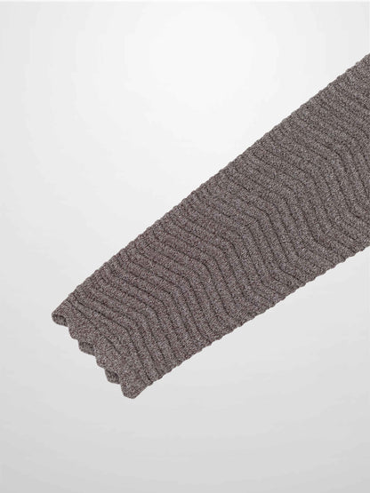 Wave Knit Cardigan-Heathered Brown