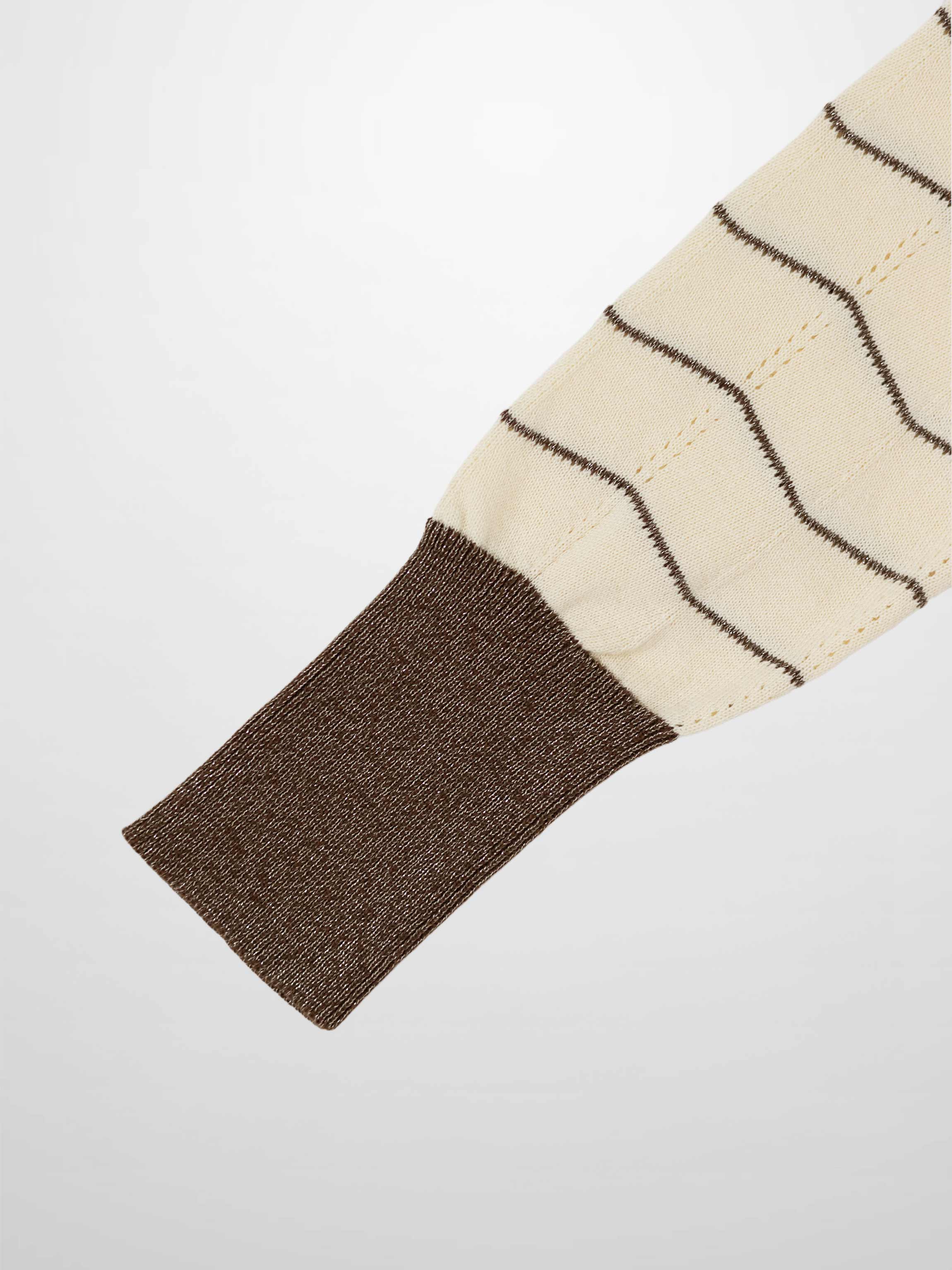 Lurex Striped Sweater-Cream/Brown