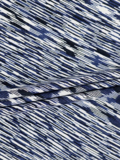 Abstract Stripe Knit Turtleneck-Navy