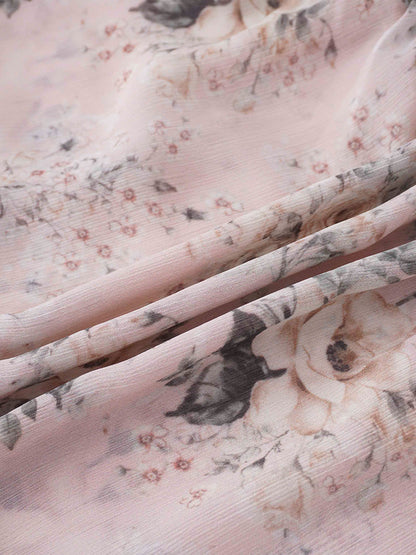 Collared Belted Tiered Dress-Vintage Floral