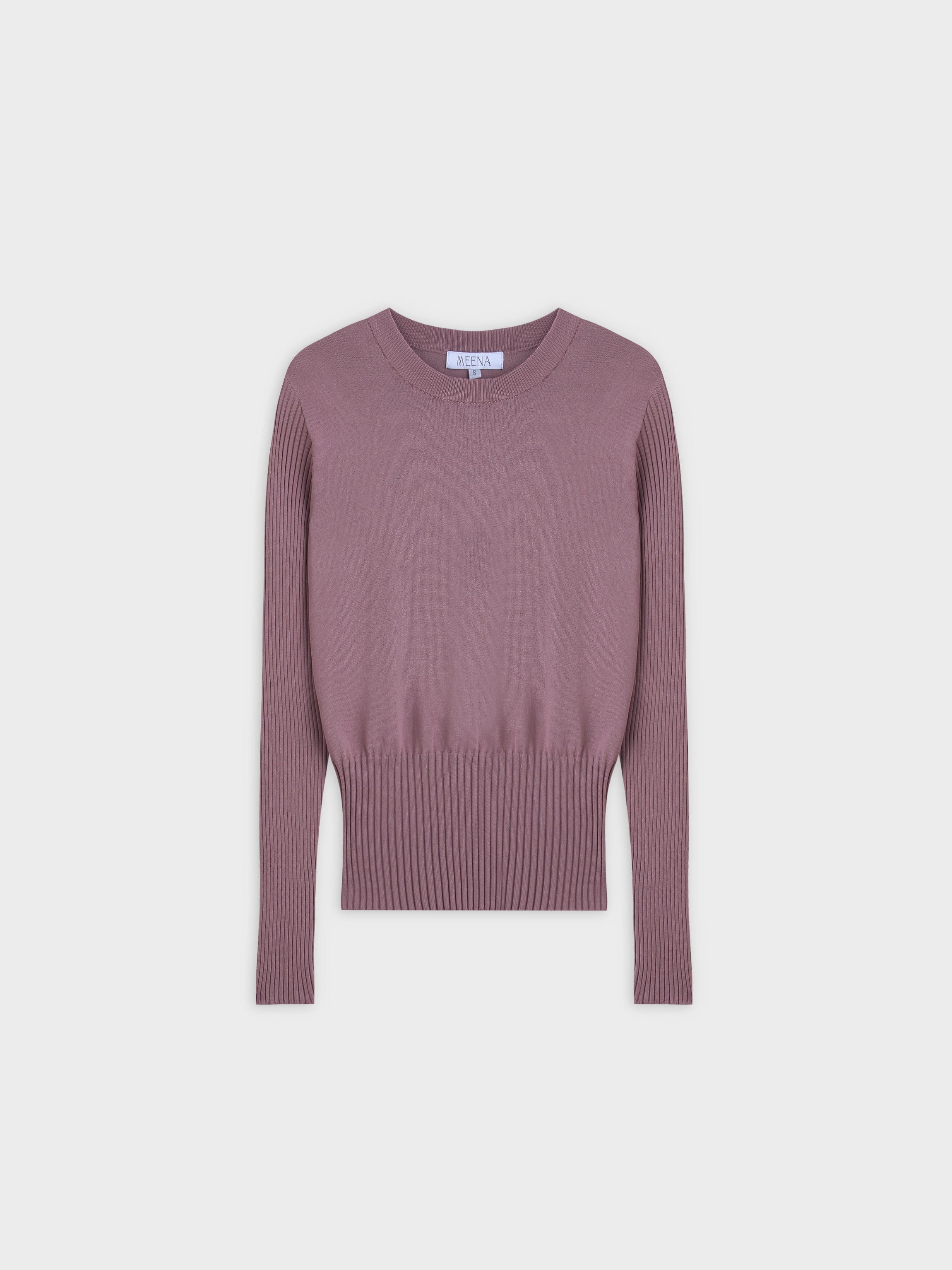 RIBBED WAISTED SWEATER-LILAC