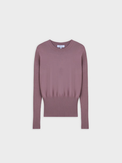 RIBBED WAISTED SWEATER-LILAC