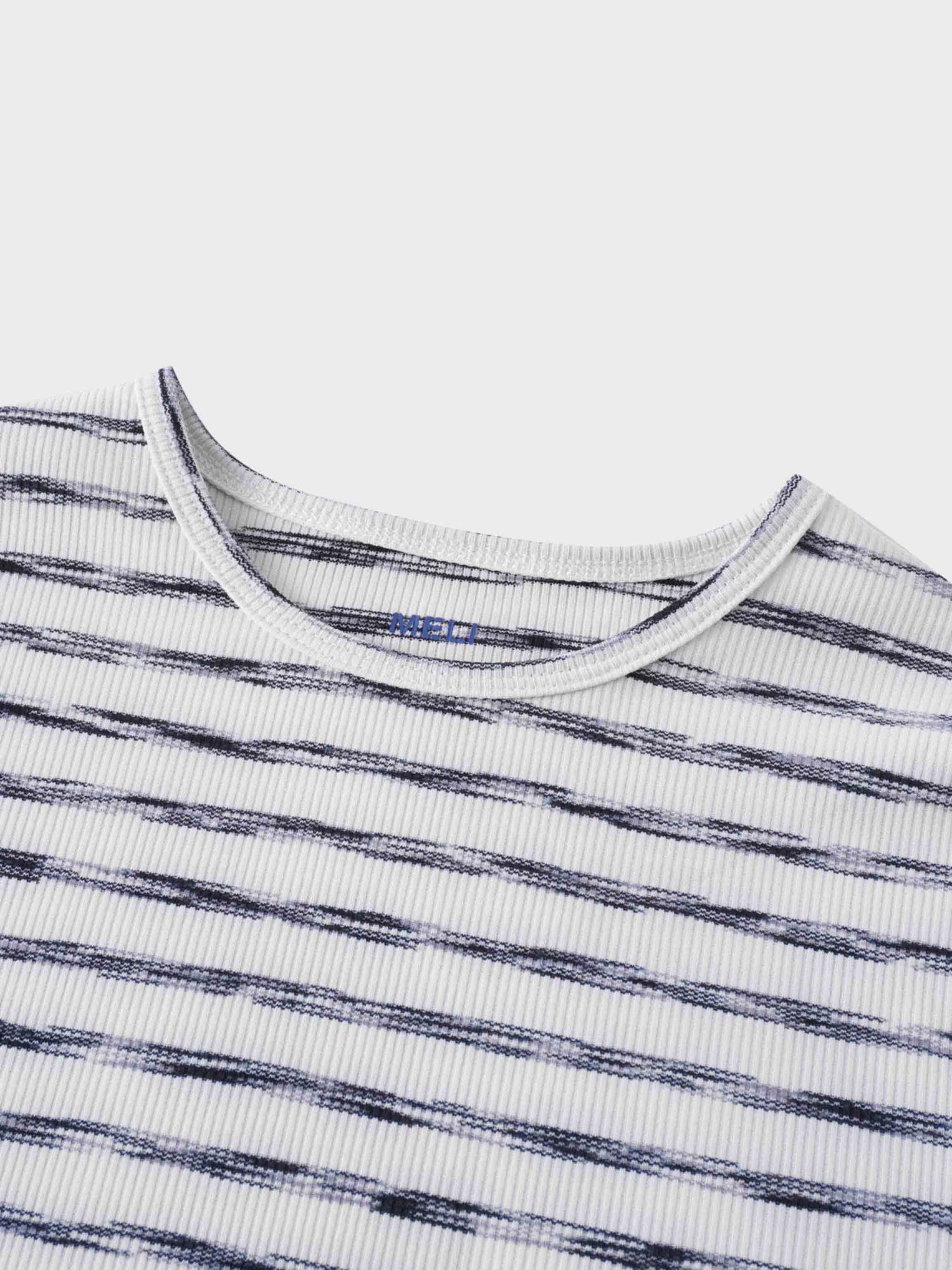 Multi Striped Ribbed Crew-Space Dye Black