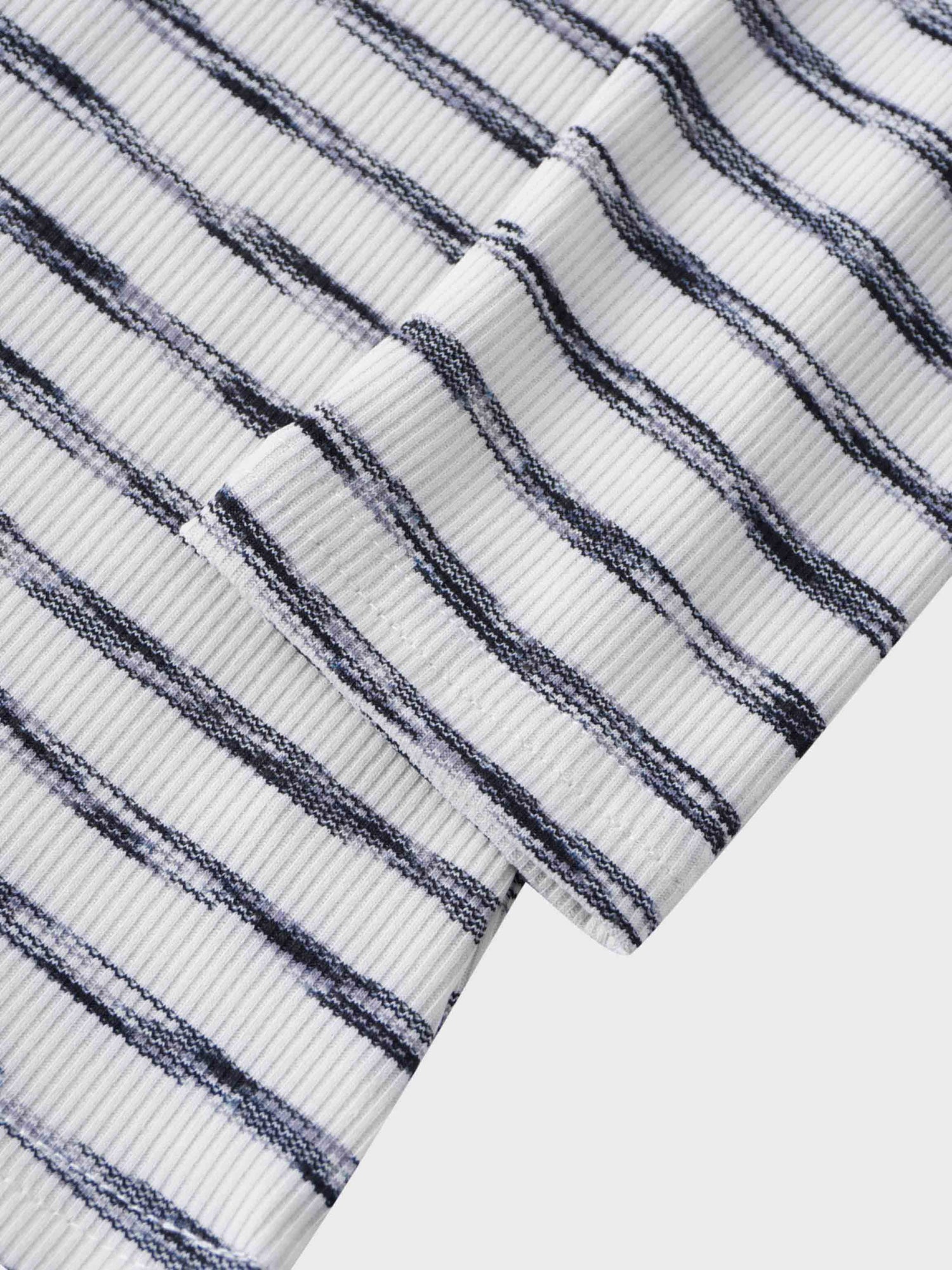 Multi Striped Ribbed Crew-Space Dye Black