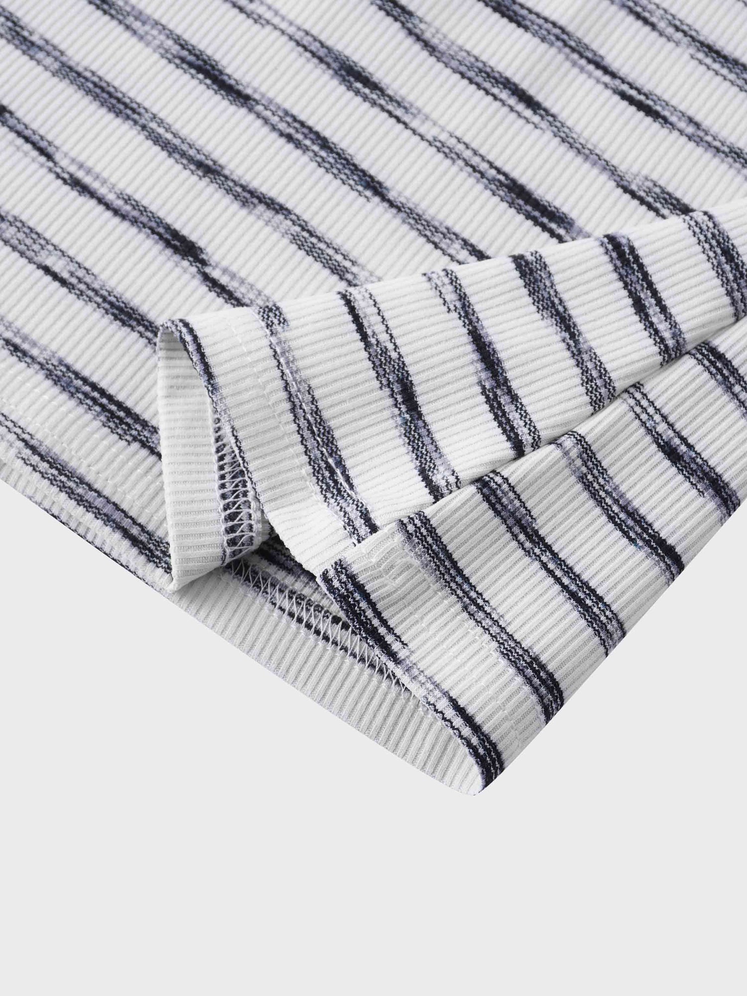 Multi Striped Ribbed Crew-Space Dye Black