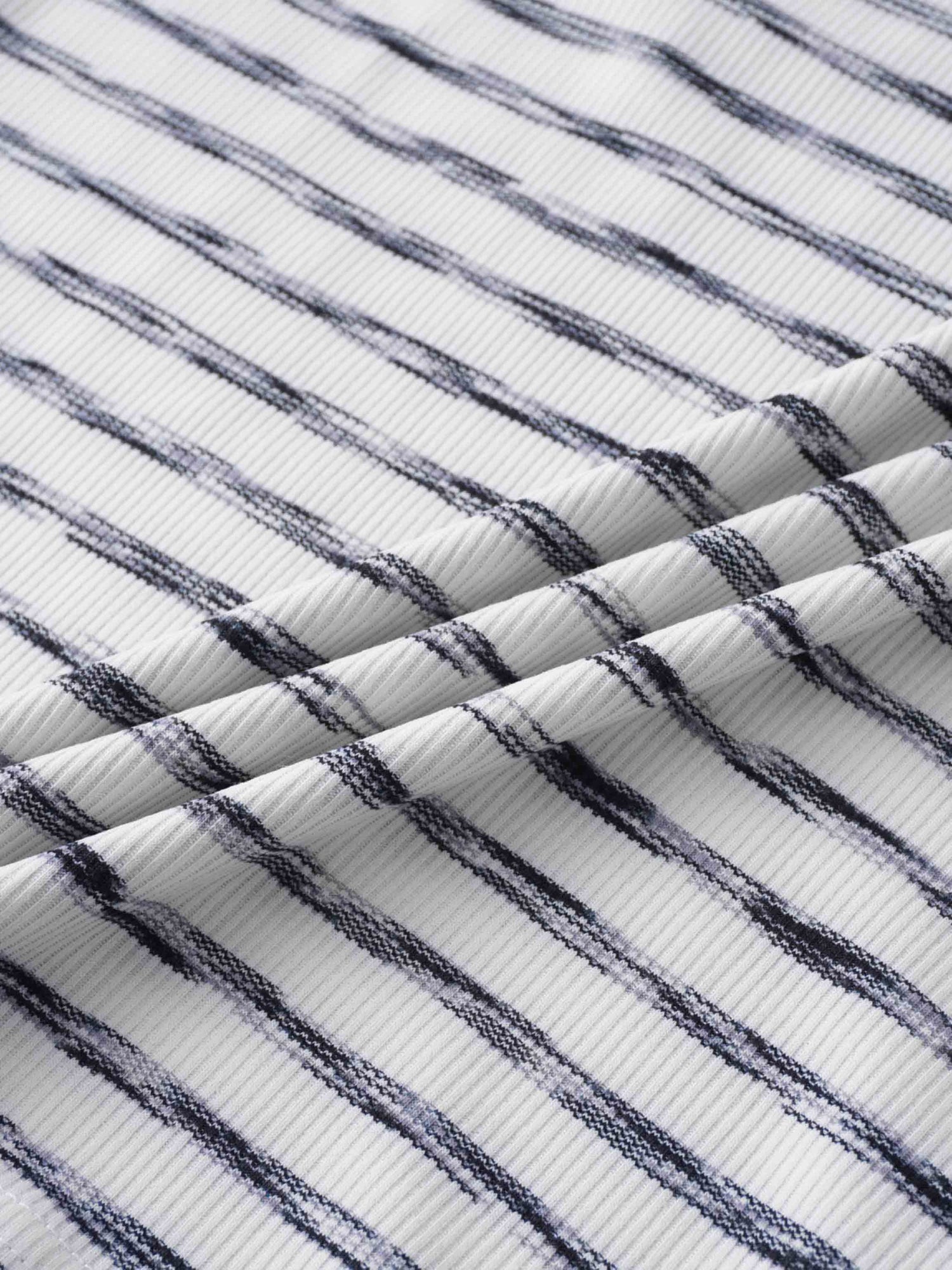 Multi Striped Ribbed Crew-Space Dye Black