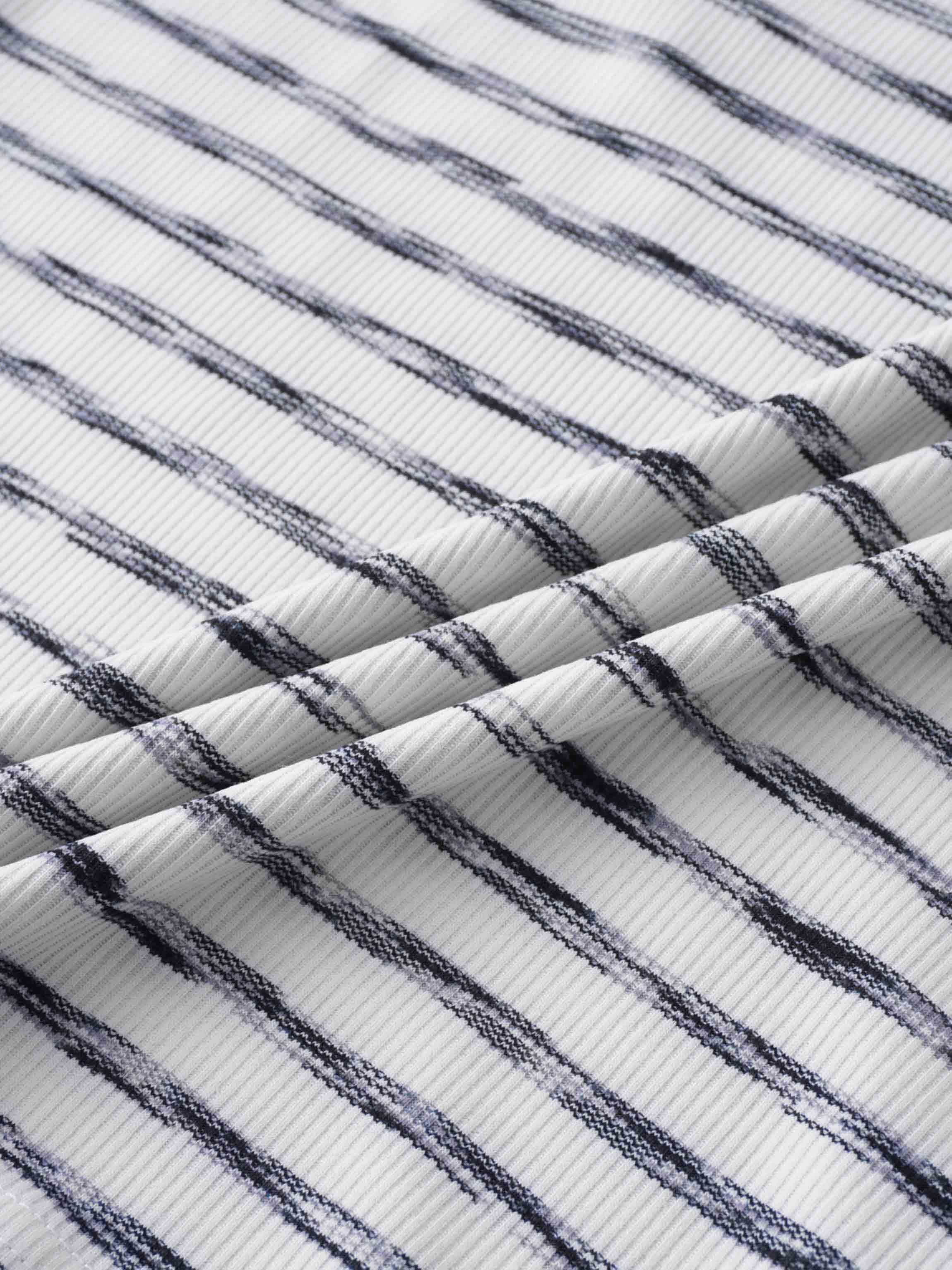 Multi Striped Ribbed Crew-Space Dye Black