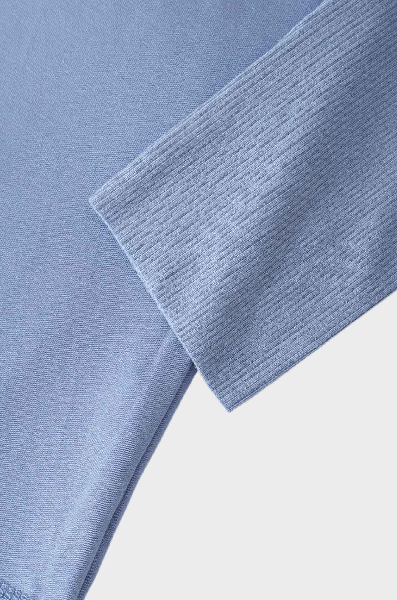 RIBBED BOTTOM T-SHIRT-LIGHT BLUE