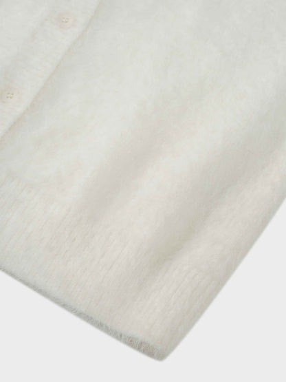 Mohair Shawl Collar Cardigan-Cream