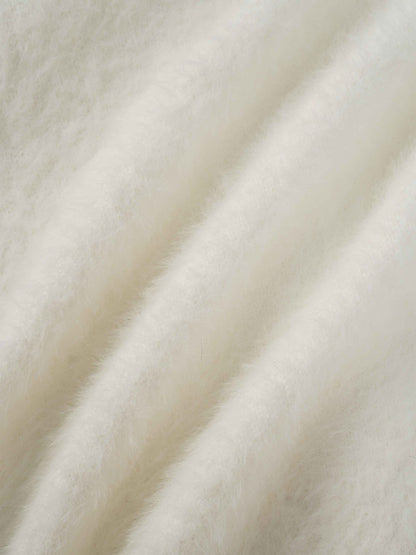 Mohair Shawl Collar Cardigan-Cream