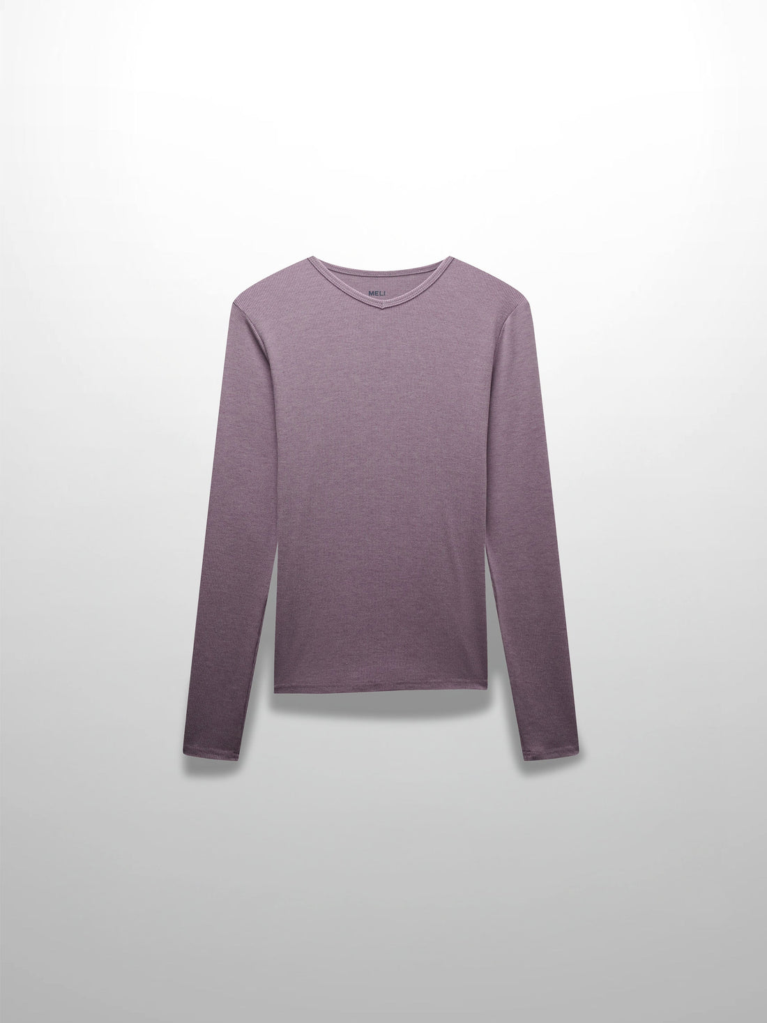 RIBBED HIGH V TEE LS-LAVENDER HEATHER