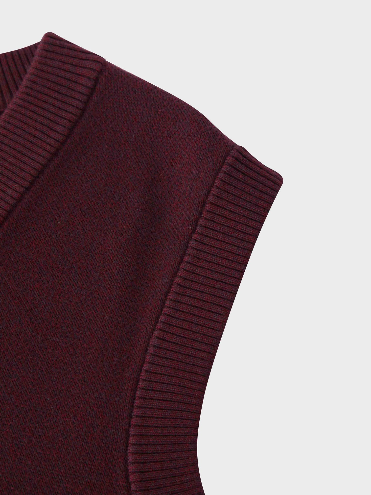 V-Neck Knit Vest-Speckled Burgundy