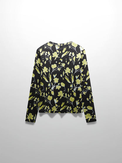 Basic Printed T-shirt-Neon Flower