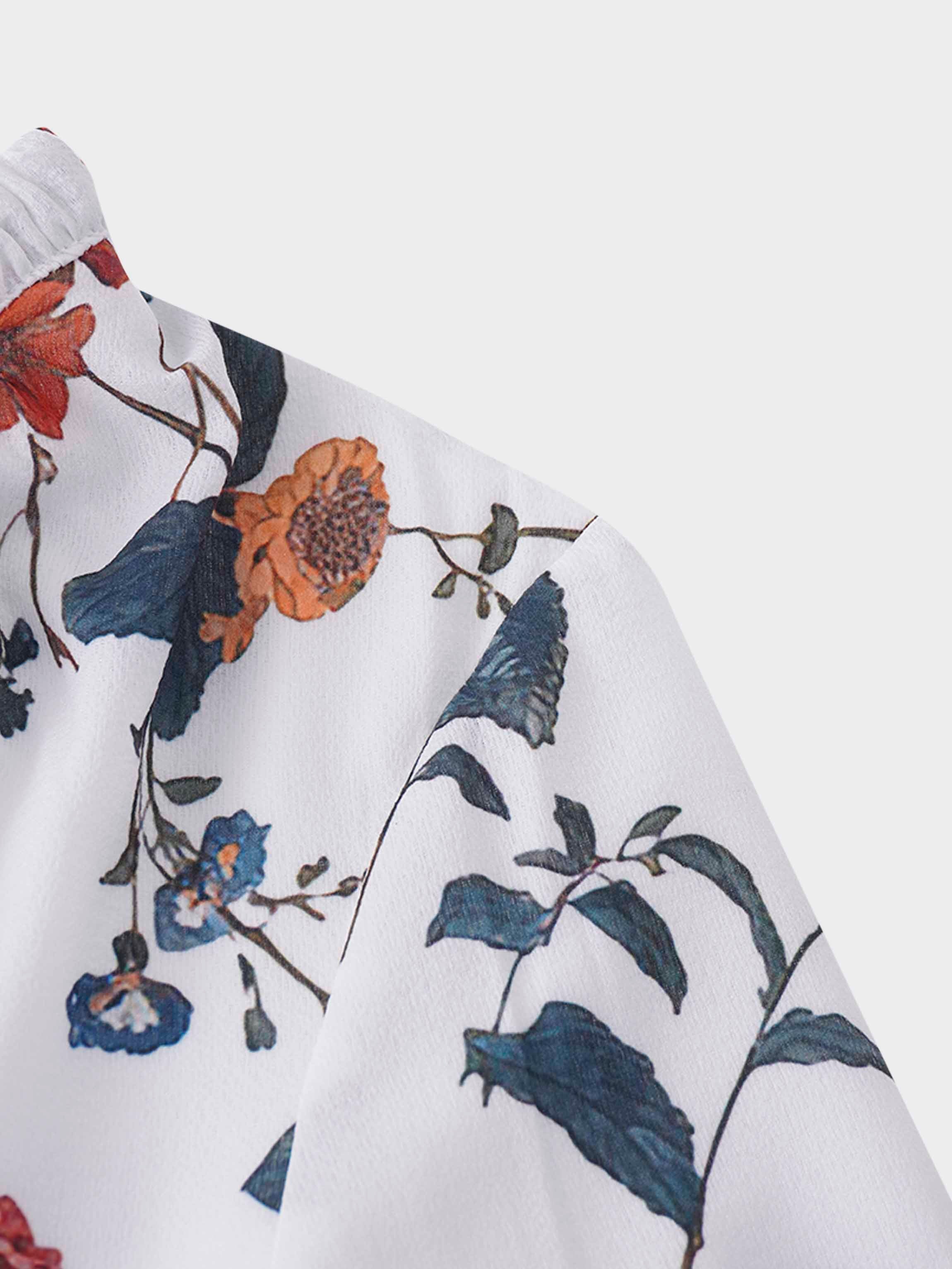 Gathered Neck Straight Maxi Dress- Antique Floral