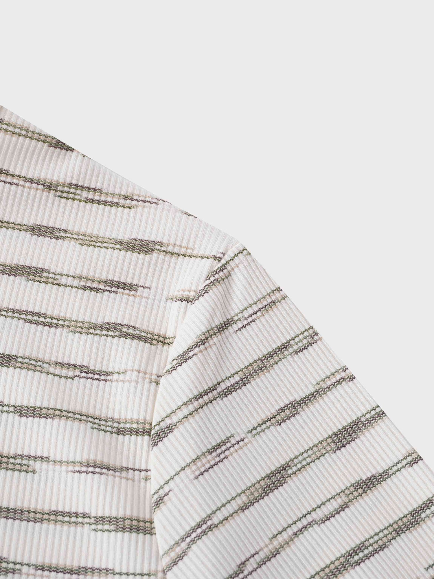 Multi Striped Ribbed Crew-Space Dye Olive