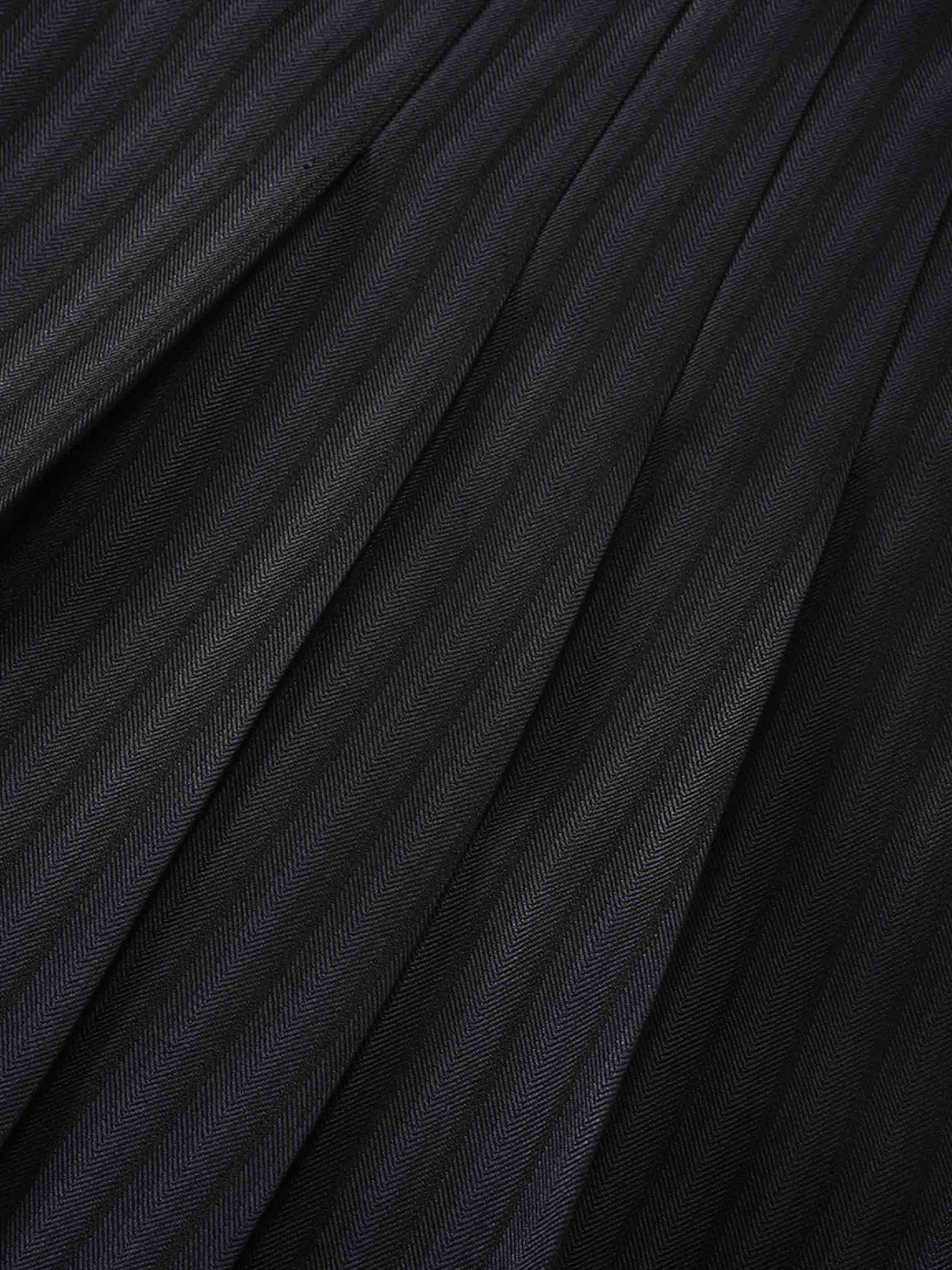 Herringbone Front Pleat Skirt-Grey/Black
