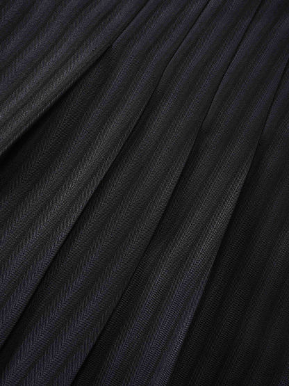 Herringbone Front Pleat Skirt-Grey/Black