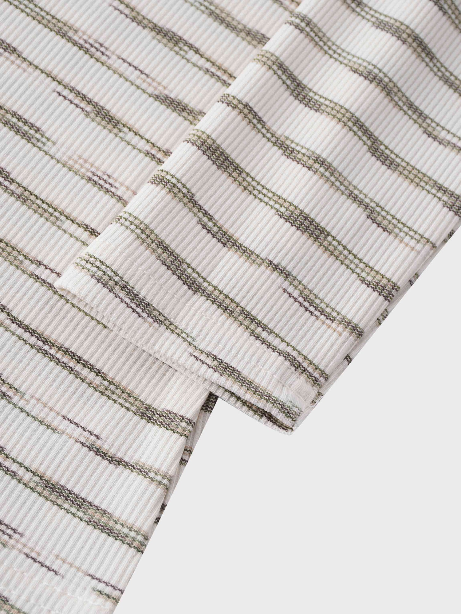 Multi Striped Ribbed Crew-Space Dye Olive