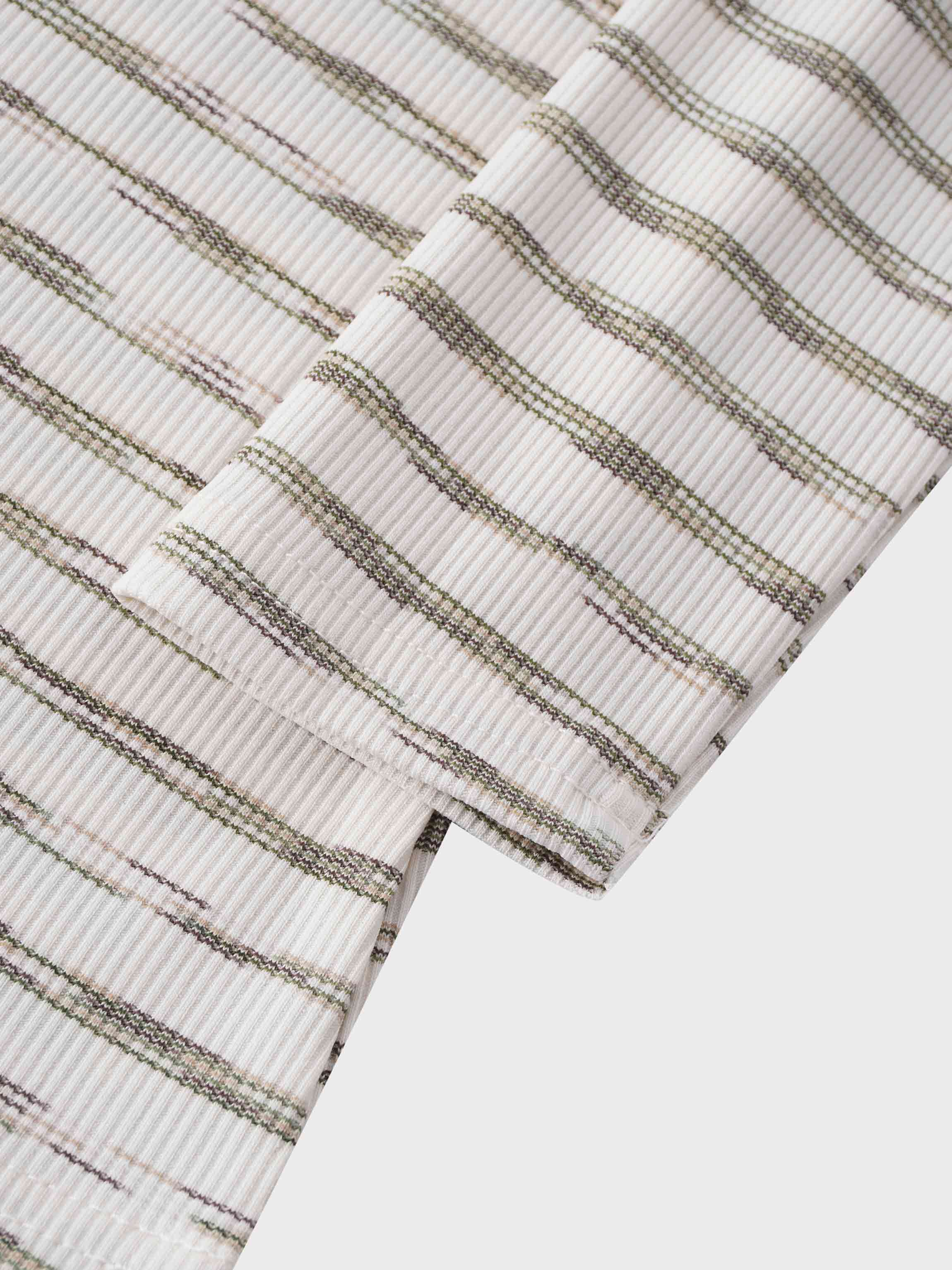 Multi Striped Ribbed Crew-Space Dye Olive