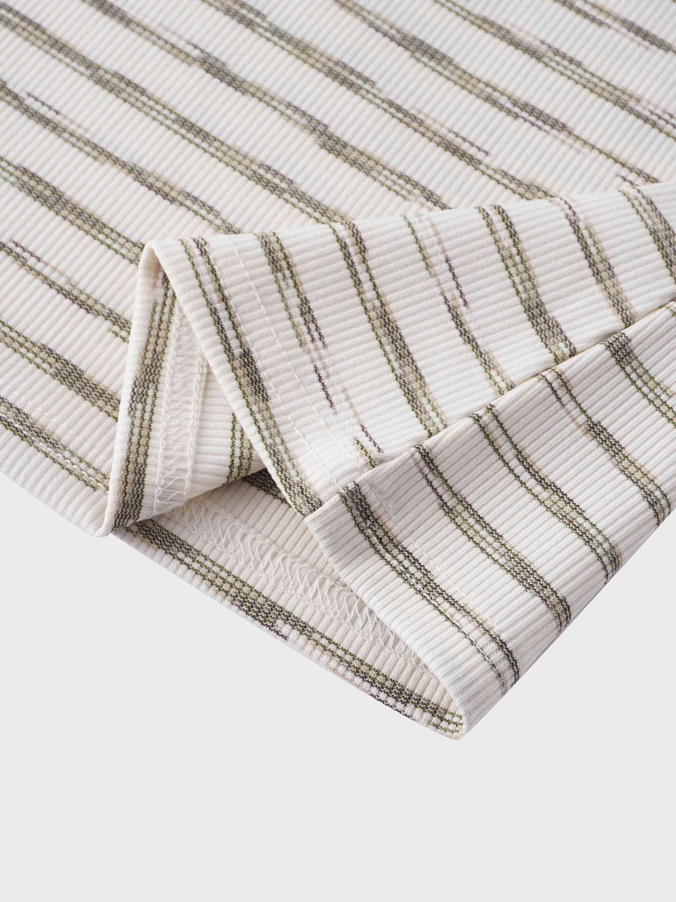 Multi Striped Ribbed Crew-Space Dye Olive