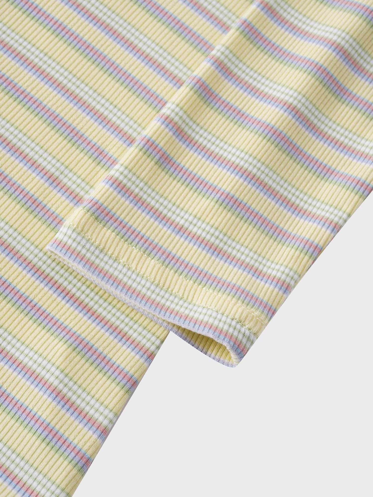 Multi Striped Ribbed Crew-Yellow