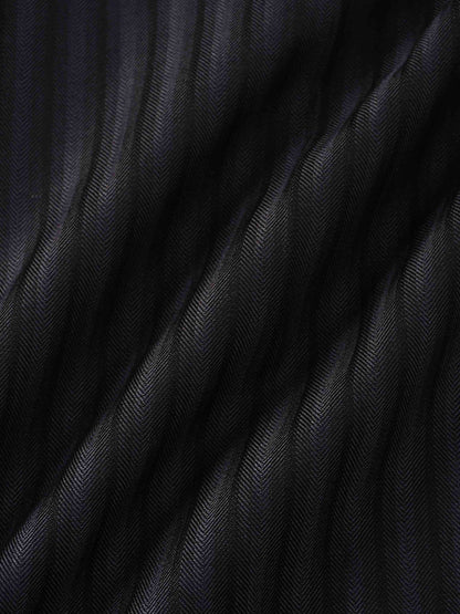 Herringbone Front Pleat Skirt-Grey/Black