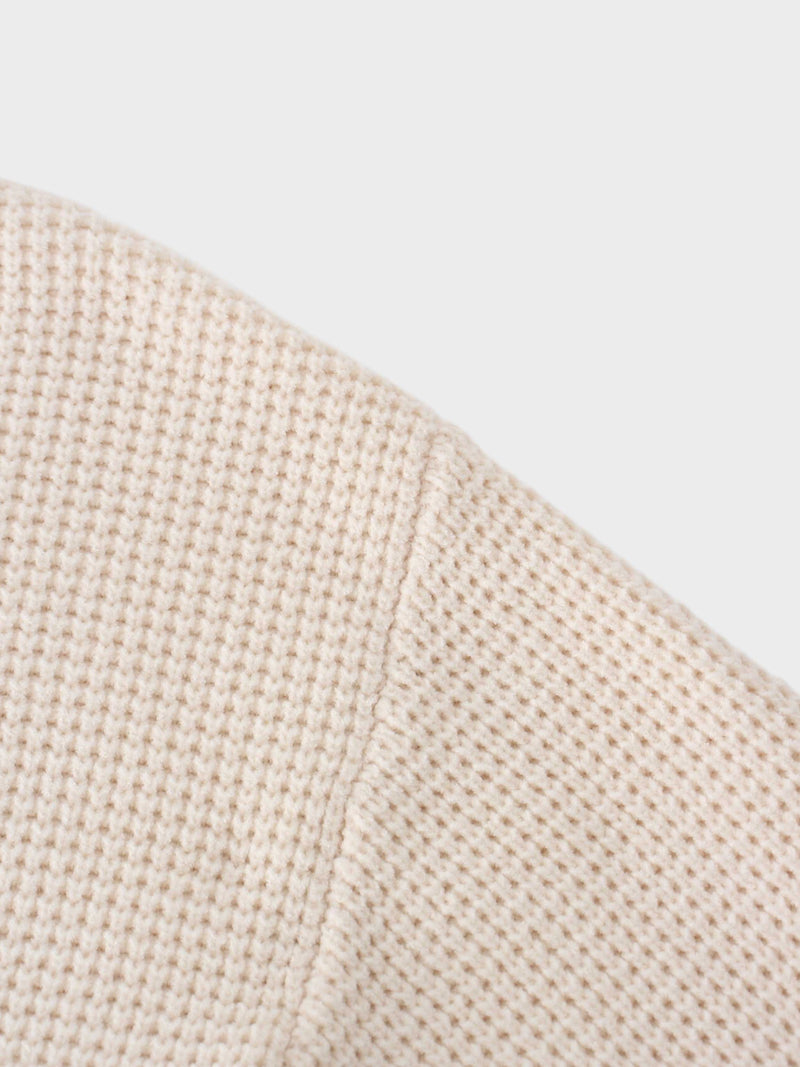 Chenille Waffle Sweater-Cream