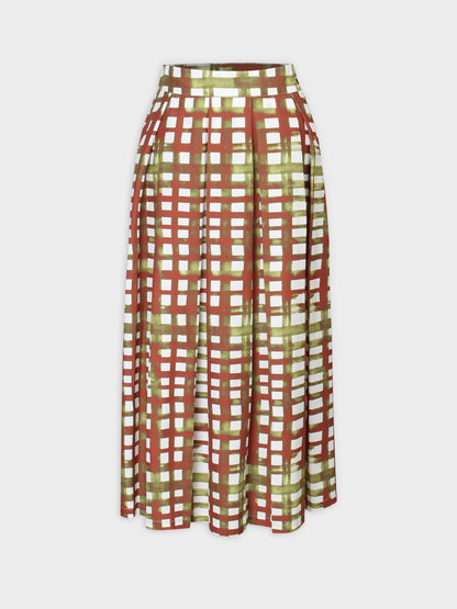 Box Pleat Skirt-Ombre Plaid