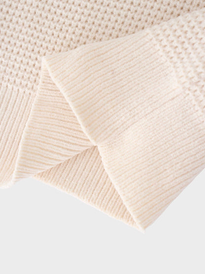 Chenille Waffle Sweater-Cream