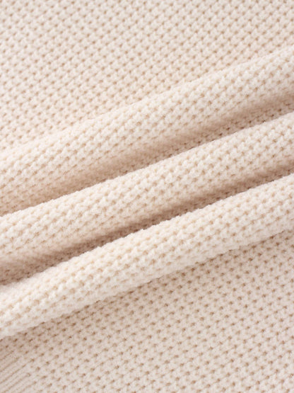 Chenille Waffle Sweater-Cream