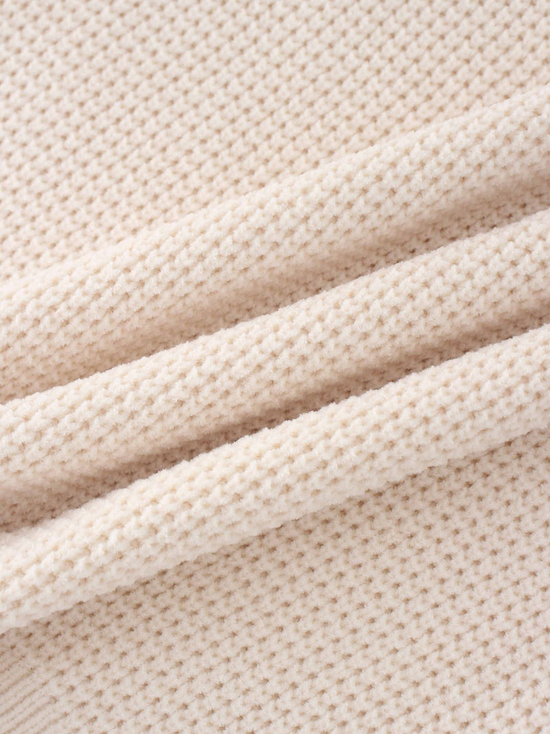 Chenille Waffle Sweater-Cream