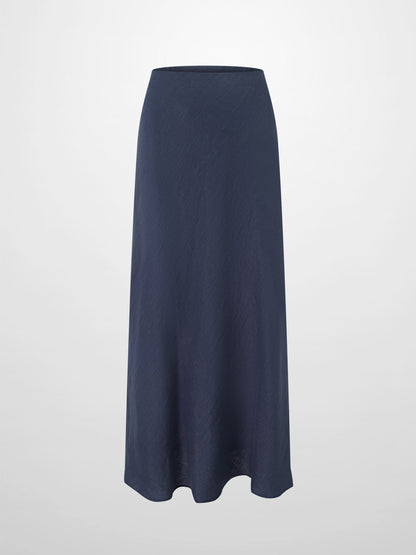 Linen Slip Skirt-Navy