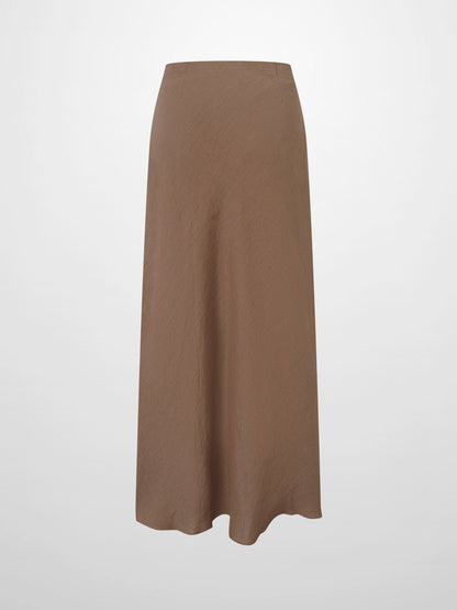 Linen Slip Skirt-Chocolate Brown