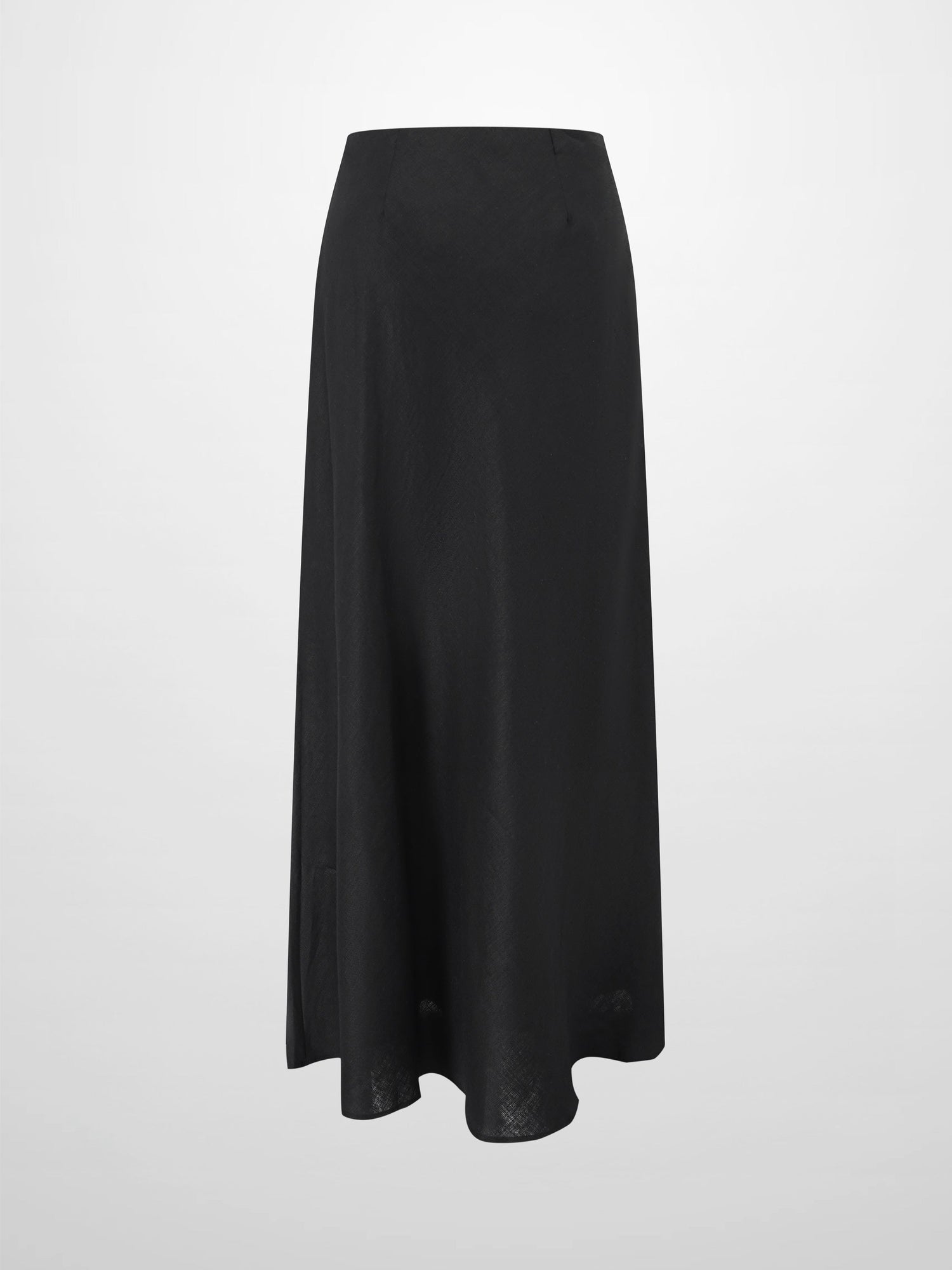 Linen Slip Skirt-Black