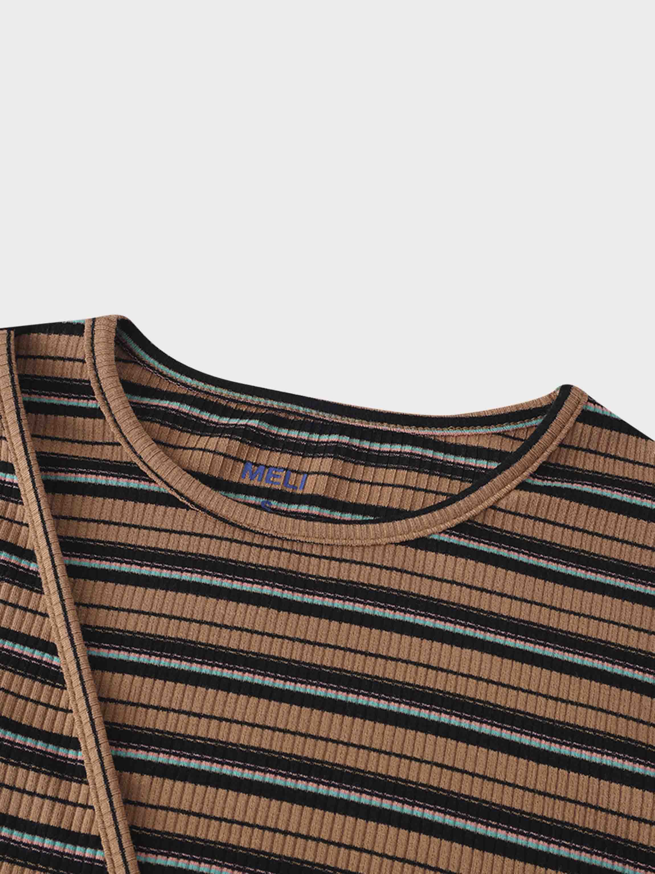 Striped Wrap Tee-Caramel