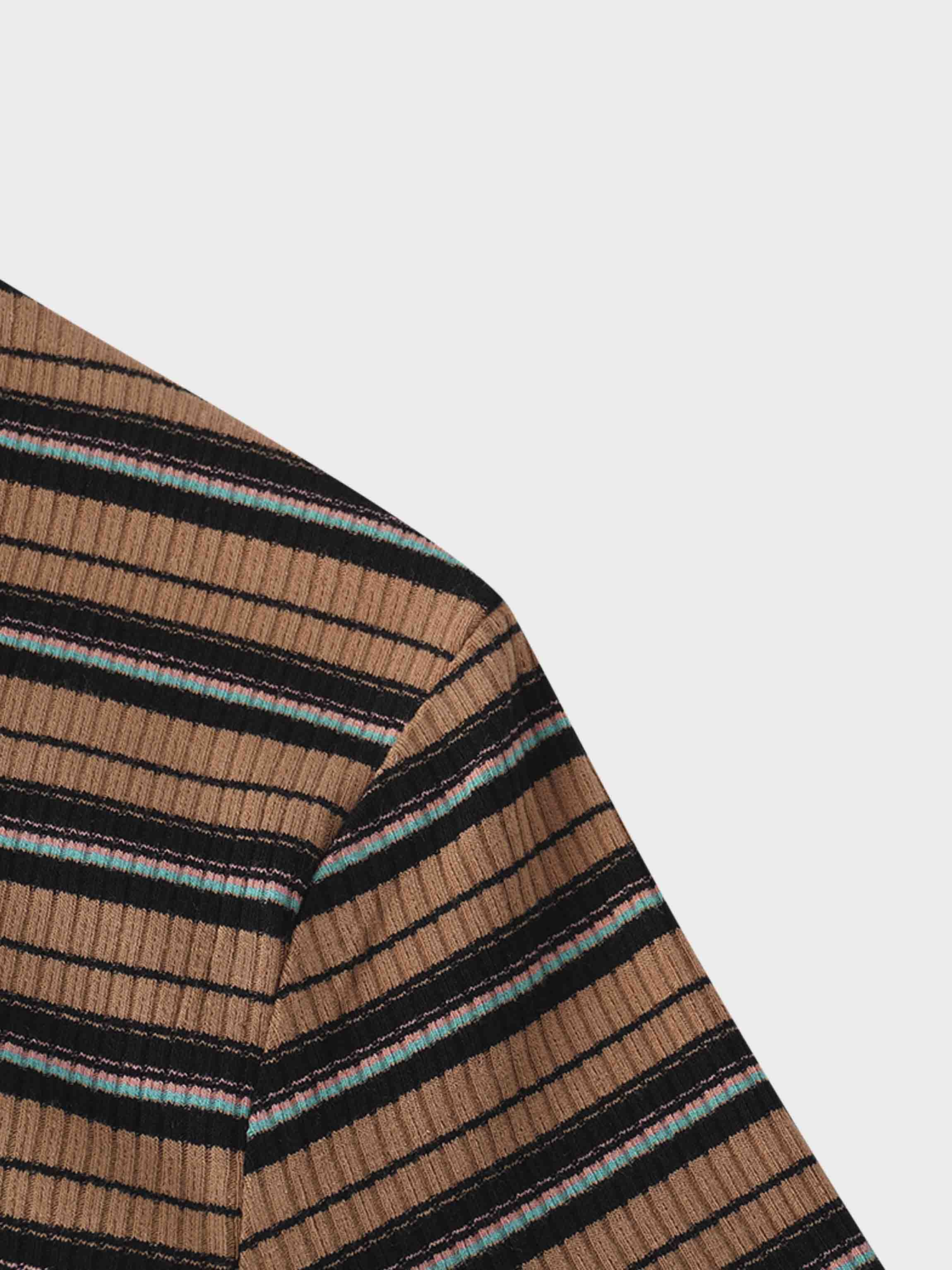 Striped Wrap Tee-Caramel