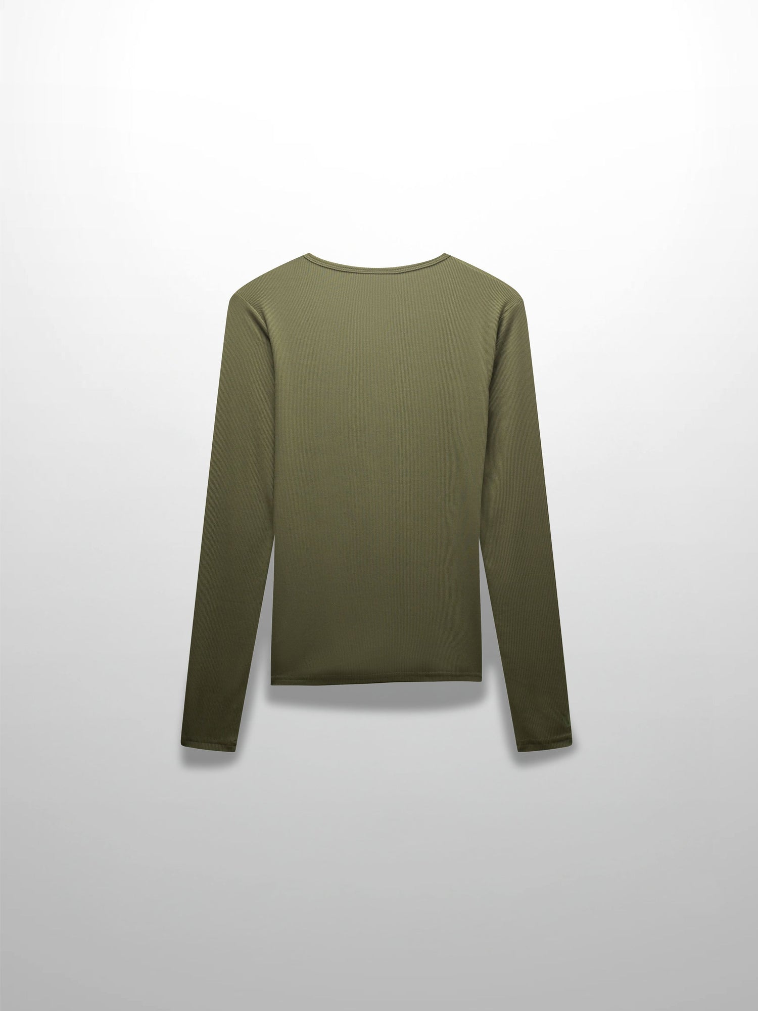 RIBBED HIGH V TEE LS-CAMOUFLAGE GREEN