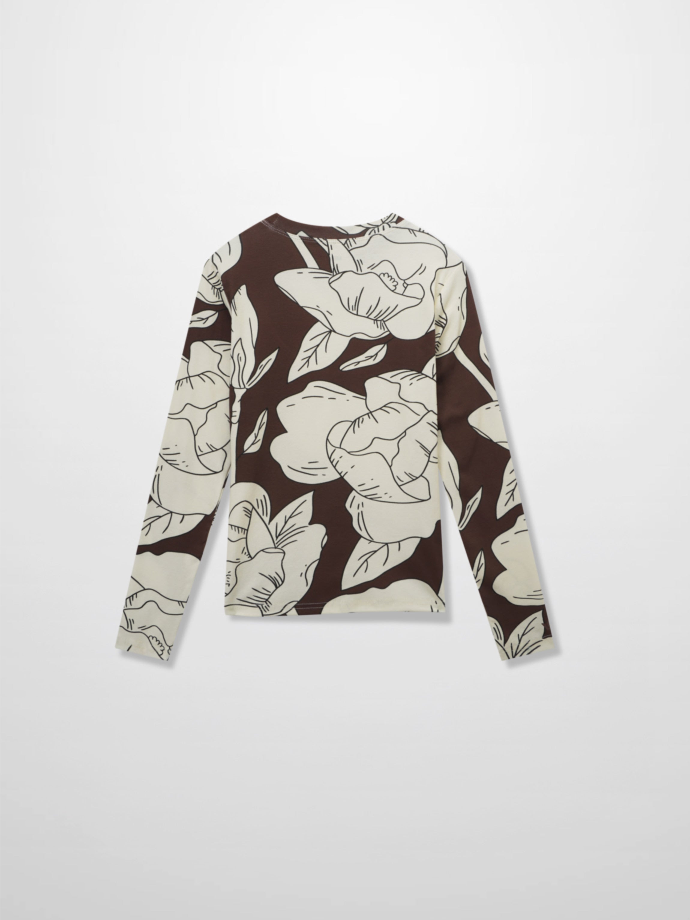 Basic Printed T-shirt-Oversized Floral Brown