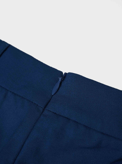Pencil Pleat Combo Skirt-Blue