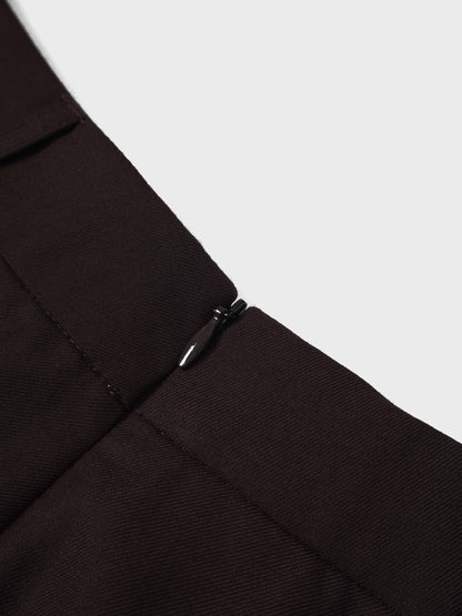 Pencil Pleat Combo Skirt-Dark Brown