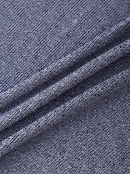 Ribbed T-shirt Pocket Dress-Heather Blue