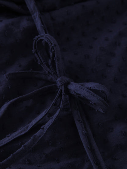 Side Pull Dress-Navy