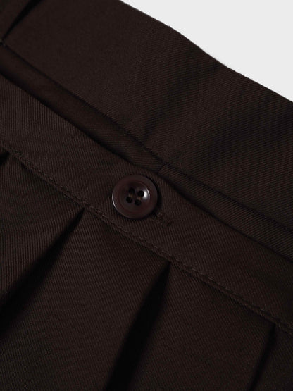Pencil Pleat Combo Skirt-Dark Brown