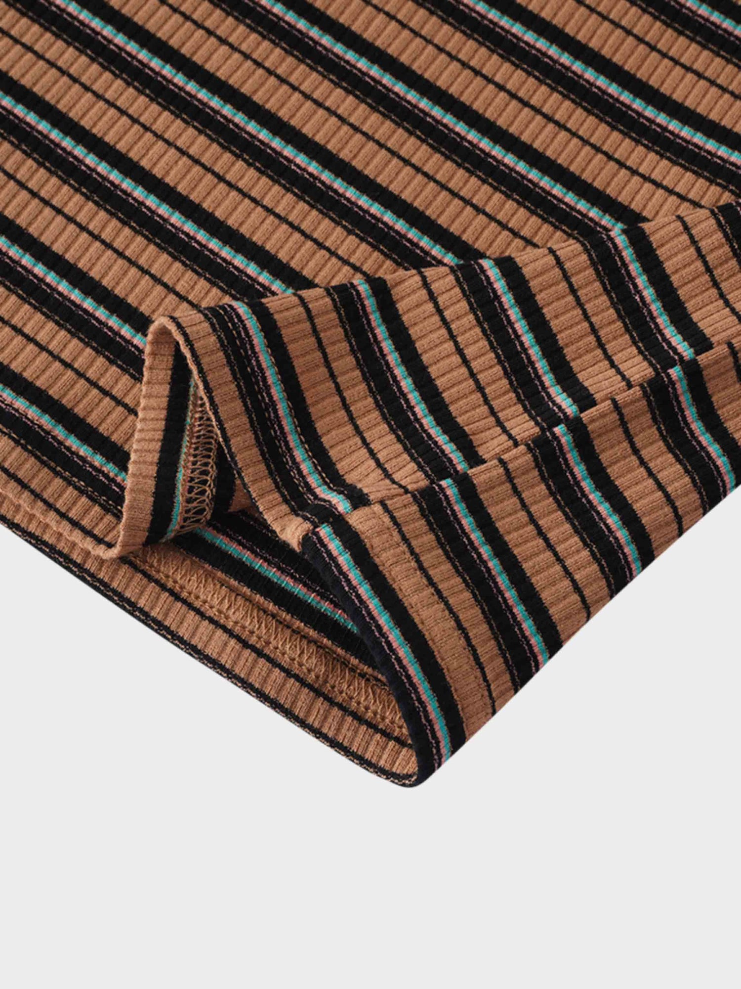 Striped Wrap Tee-Caramel